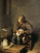 Gerard Ter Borch Boy Catching Fleas on His Dog oil painting artist